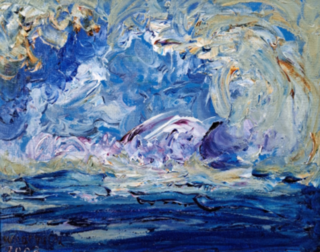 Acryl schilderij, Maya Wildevuur, Wolken, 2003